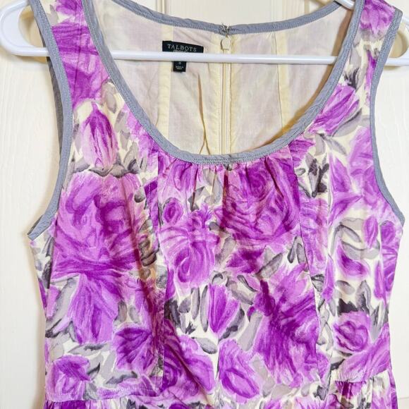 Talbots Purple Floral Sleeveless Sheath Dress Size 8 EUC - Picture 2 of 6